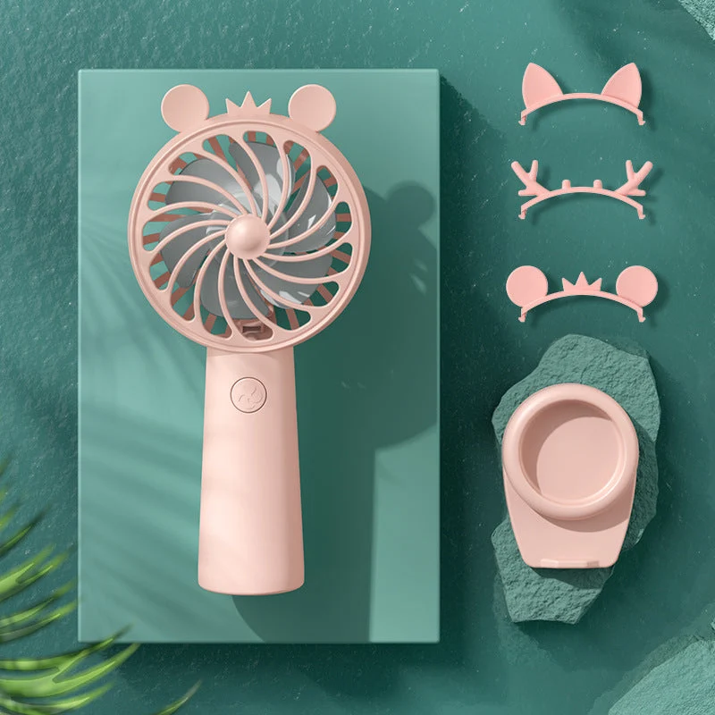 Damen Bærbar Mini-Håndvifte med kreativt Øre-design Luvikno