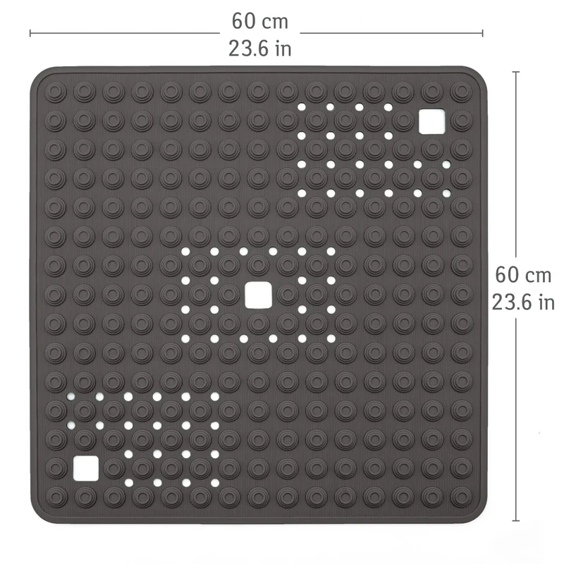 Tatkraft Detail – Rutschfeste Duschmatte für Senioren und Kinder, 60 × 60 cm, Schwarz, Made in Italy