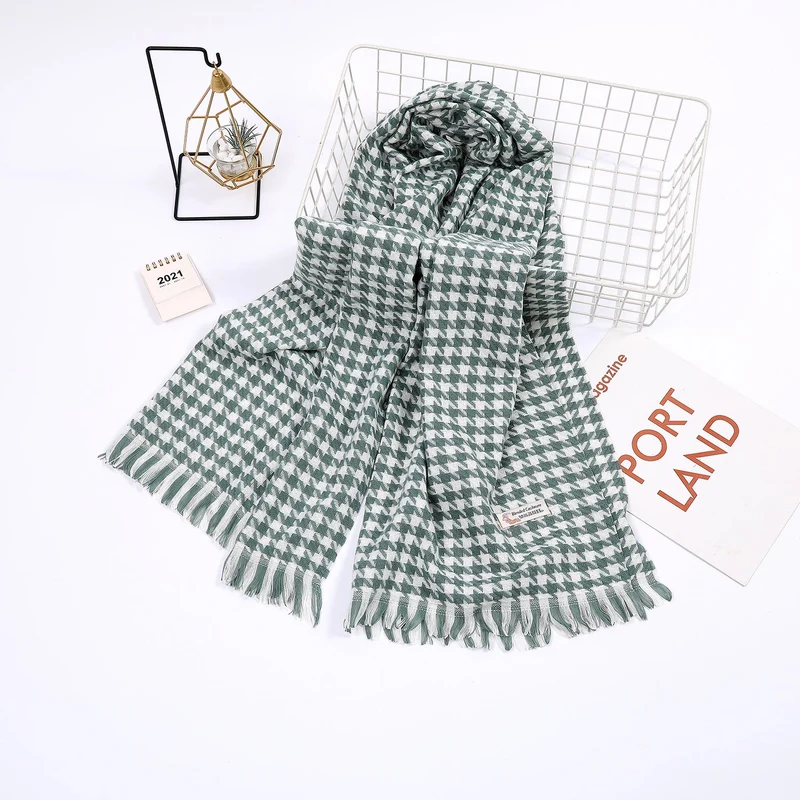 Dame elegant skjerf med houndstooth mønster Luvikno