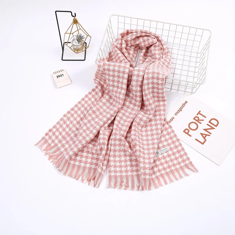 Dame elegant skjerf med houndstooth mønster Luvikno