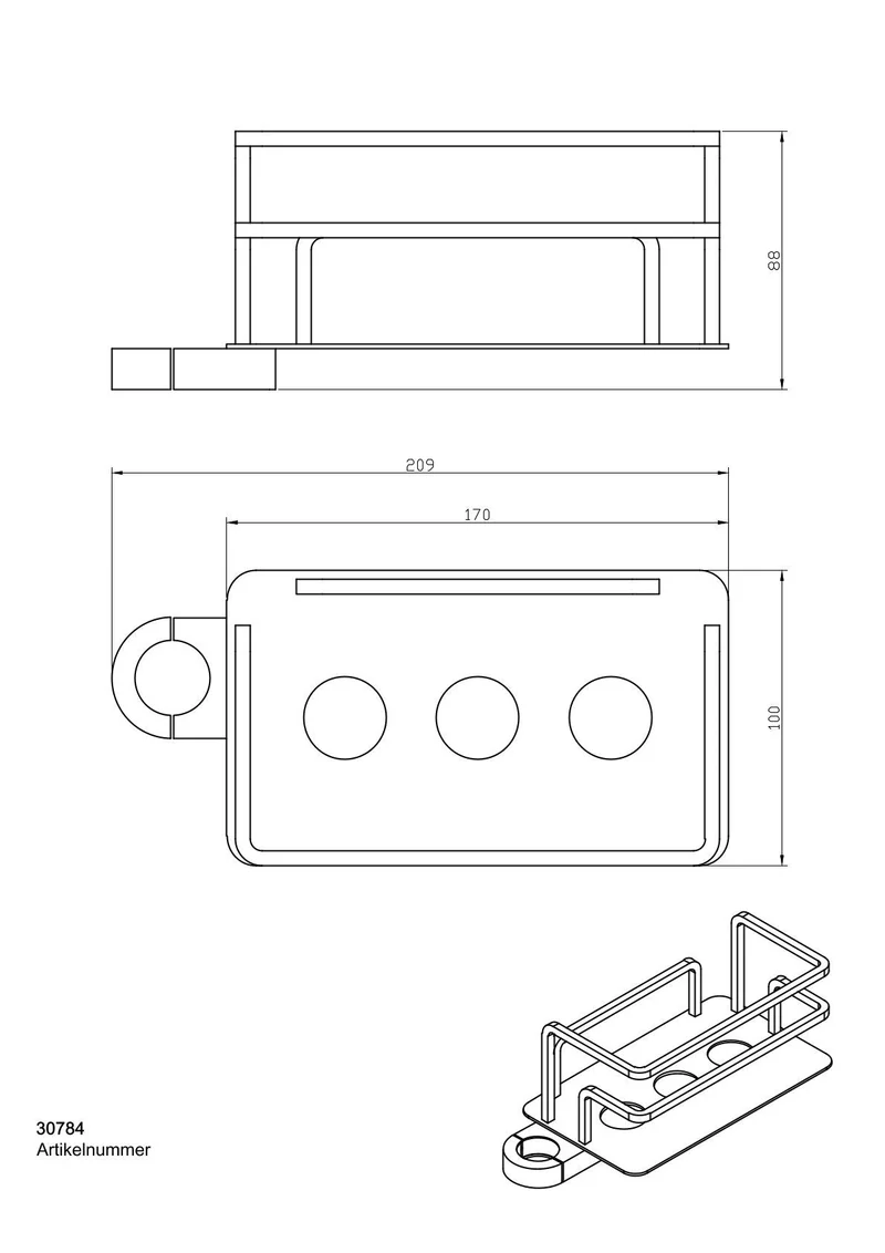Giese Optisign Duschkorb – Brausestange rechts, Adapter 18–25 mm, Art.Nr. 30784