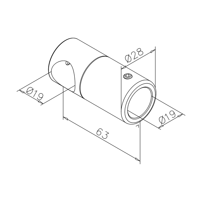 T-Verbinder für Stabistange, Rundrohr 19 mm, Art.Nr. 77400307019
