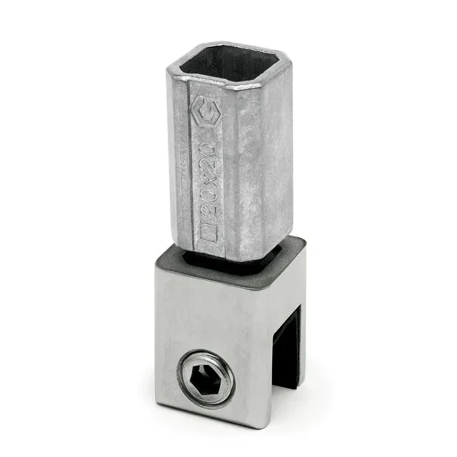 Stabistangen-Set – Vierkant 20x20 mm V2A, Glas-Decke vertikal, Art.Nr. 6415