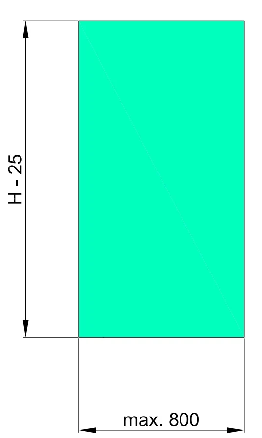 Drehbares Duschtürwandprofil für 8 mm Glas - Serie NLO60 - eckig - 1900 mm