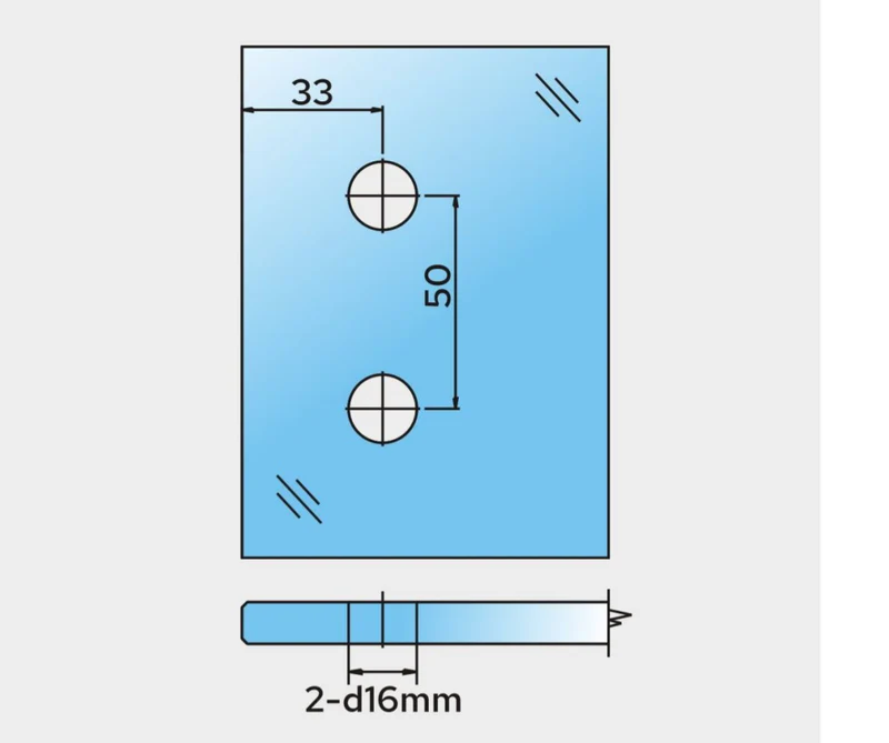COMO Anschlagband 90° Glas-Wand – Messing massiv, 8/10 mm ESG, verdeckte Verschraubung, eckiges Design, Art.Nr. COM044