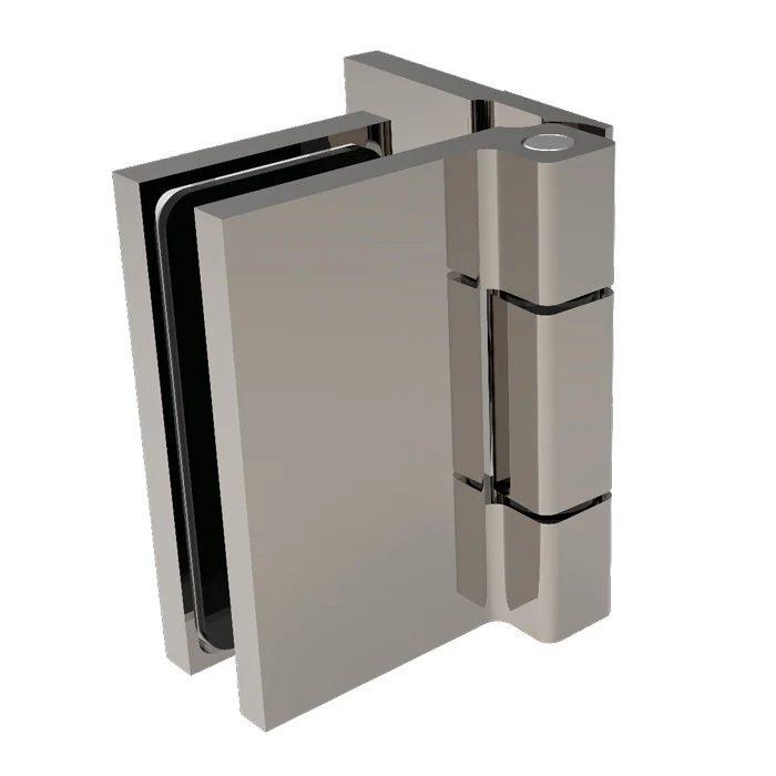 COMO Anschlagband 90° Glas-Wand – Messing massiv, 8/10 mm ESG, verdeckte Verschraubung, eckiges Design, Art.Nr. COM044