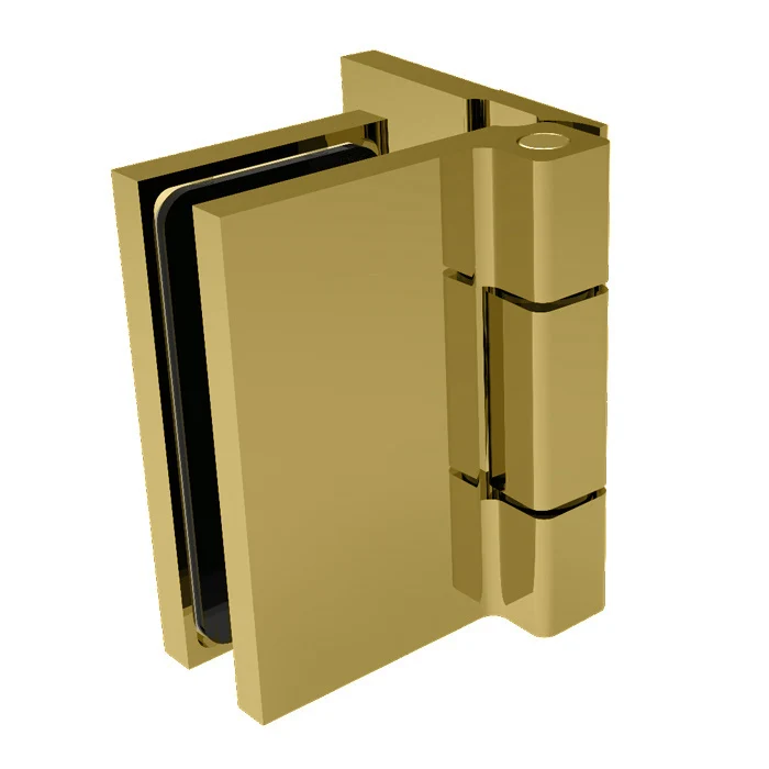 COMO Anschlagband 90° Glas-Wand – Messing massiv, 8/10 mm ESG, verdeckte Verschraubung, eckiges Design, Art.Nr. COM044
