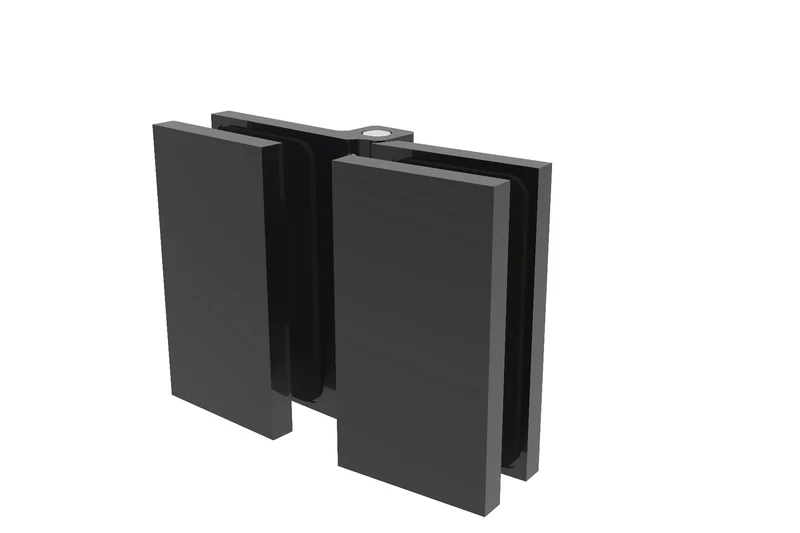 COMO Anschlagband 180° Glas-Glas – Messing massiv, 8/10 mm ESG, verdeckte Verschraubung, eckiges Design, Art.Nr. COM180