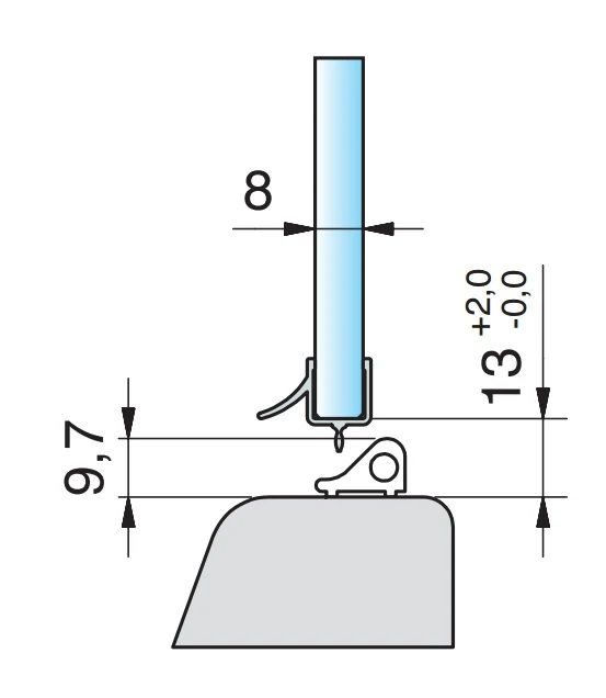 Duschdichtung – kurze Abtropfleiste & Lippe, 4 mm Spalt, Art.Nr. 8879