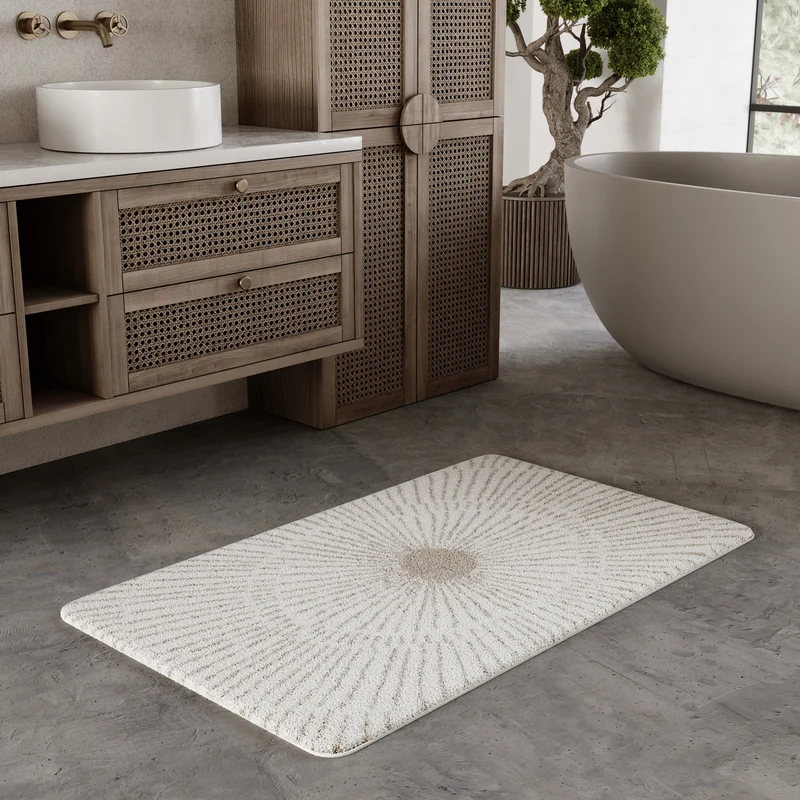 Badteppich Weiß Beige "Jasbeer" WECONhome Basics