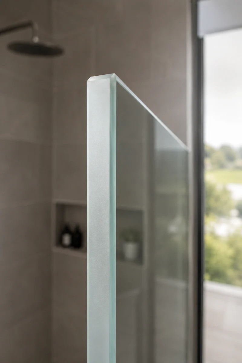 Mehrpreis: Mattierte Glaskante für Laser-Designduschglas