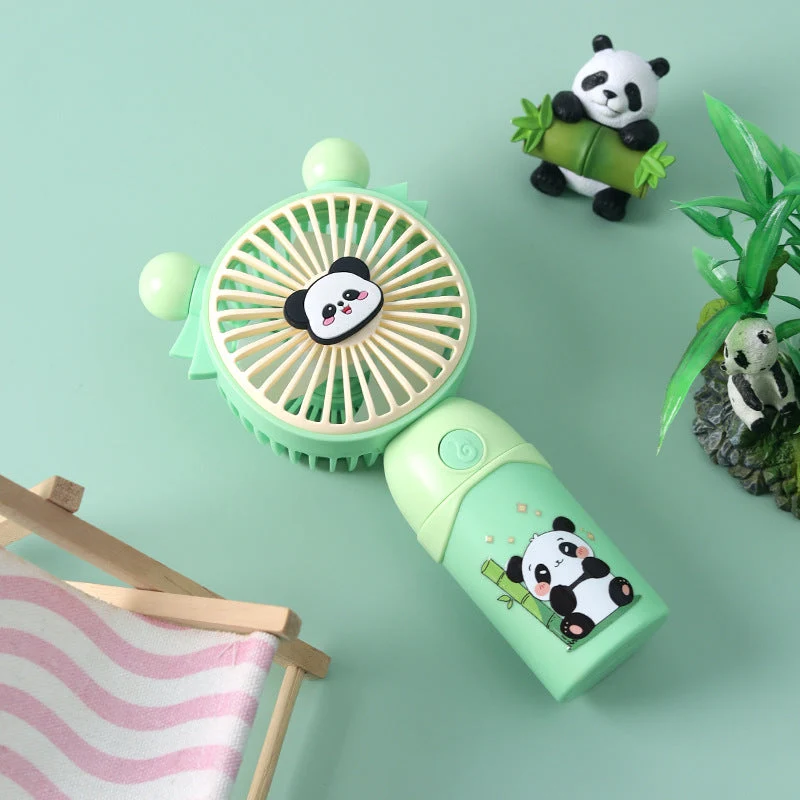 Unisex nan tragbar håndvifte barnevennlig med panda-motiv og myke silikonører Luvikno