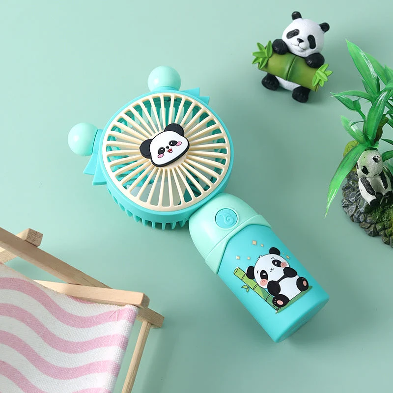 Unisex nan tragbar håndvifte barnevennlig med panda-motiv og myke silikonører Luvikno