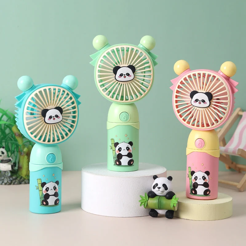 Unisex nan tragbar håndvifte barnevennlig med panda-motiv og myke silikonører Luvikno