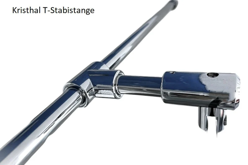 Stabistangen-Set Ø 19 mm, 90° mit T-Verbinder, Chrom glanz oder Edelstahl-Optik gebürstet, Art.Nr. T-Form19