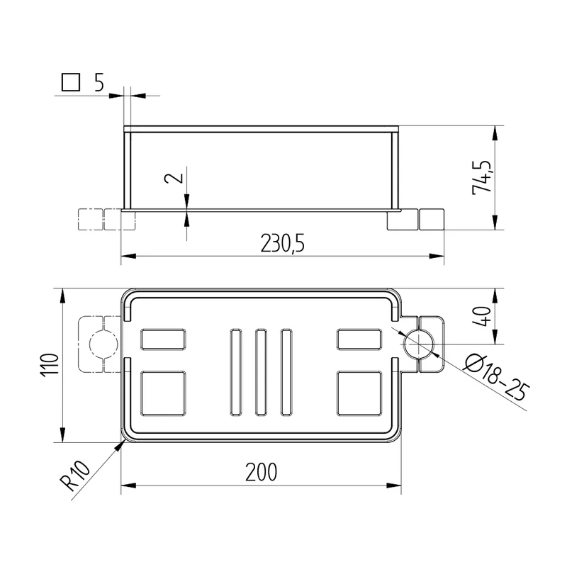 Brausestangenkorb universell – verchromt mit Reling, 18-25 mm, Art.Nr. 901 4020 010