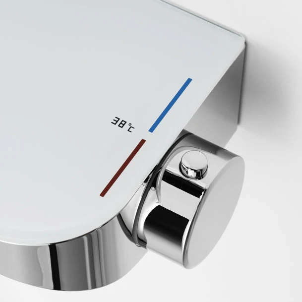 Brause-Set mit Thermostat-Mischbatterie – XXL-Regenbrause Ø 250 mm, 3-fach Handbrause, Glasablage – Schwarz matt oder Chrom