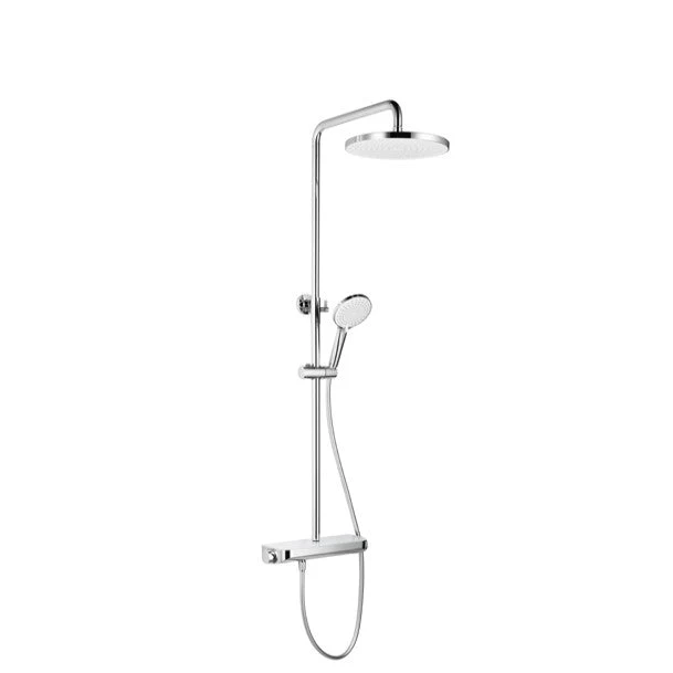 Brause-Set mit Thermostat-Mischbatterie – XXL-Regenbrause Ø 250 mm, 3-fach Handbrause, Glasablage – Schwarz matt oder Chrom