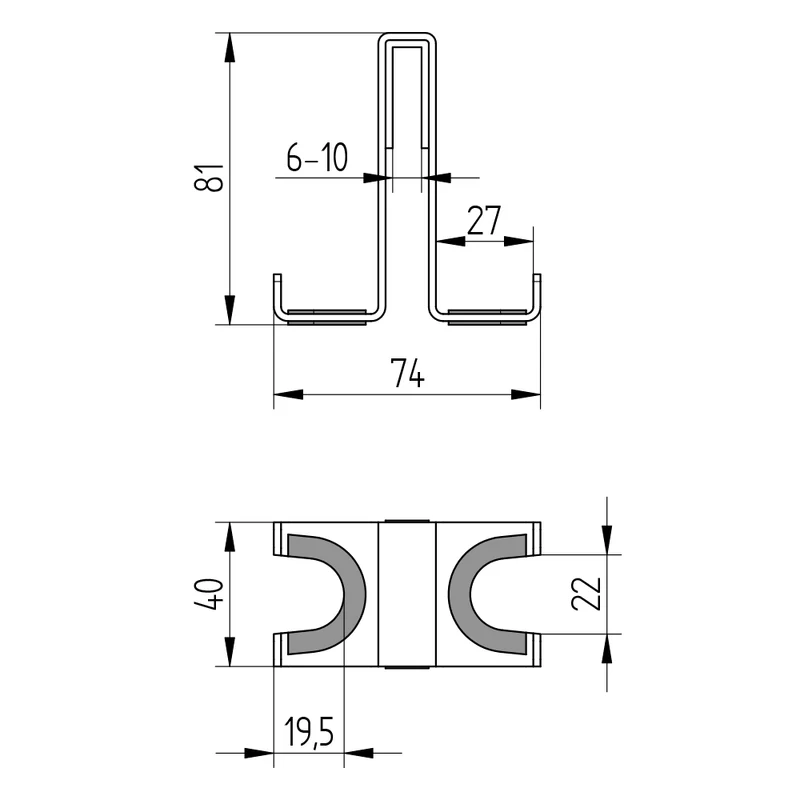 Hakenleiste 4-fach für Duschabtrennung – zum Einhängen, für 6, 8 oder 10 mm Glas, verchromt, Art.Nr. 4597