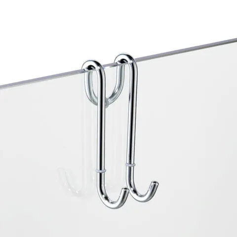 Doppelhaken für Duschabtrennung – zum Einhängen, für Glas bis 10 mm, schmal verchromt, Art.Nr. 4590