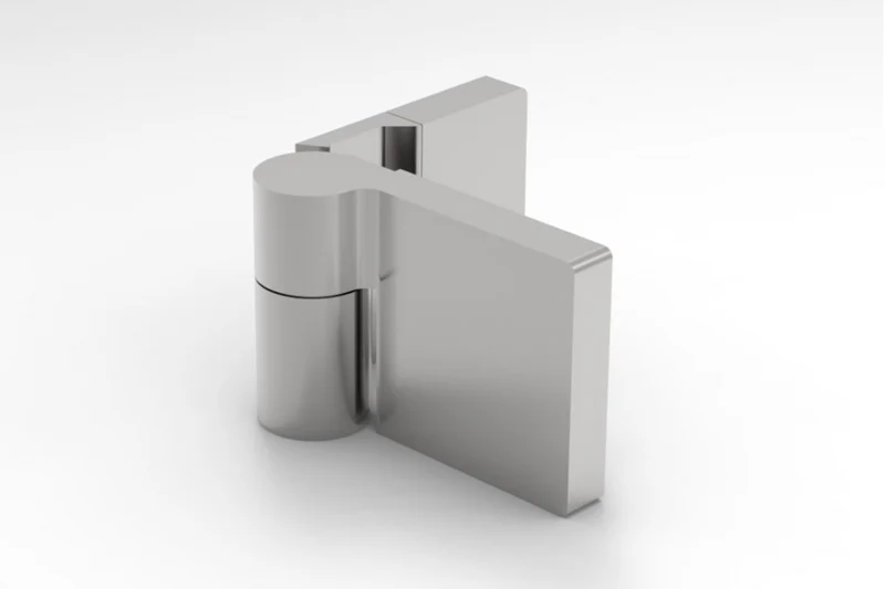 Lugano Scharnier Glas-Wand 90° Hebe-Senk, flächenbündig, Massivmessing, 8/10 mm ESG, Art.Nr. LUG044