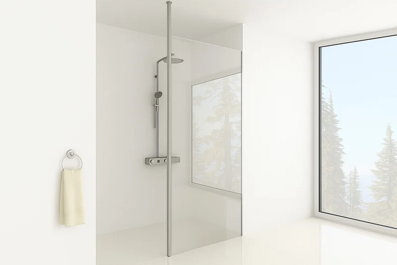 Walk-in-Pfosten Vigo – Edelstahl Ø 30 mm, rund oder eckig, 8/10 mm Glas