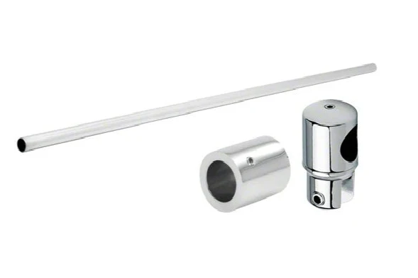 Stabistangen-Set – Messing verchromt Ø 19 mm, Glas-Wand 90°, 1000/1300 mm, Art.Nr. S1910SET