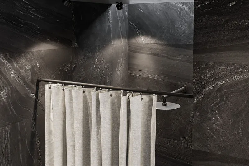 Aluminium-Duschvorhangstange gerade mit Innenlaufrohr, Ø 20 mm, Breite 800 oder 1000 mm kürzbar, Art.Nr. BB-SG