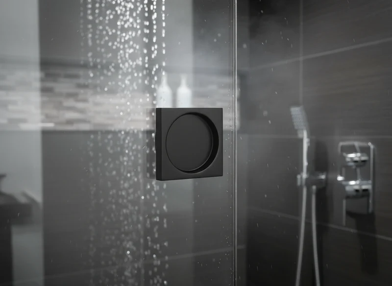 Griffmuschel – quadratisch Ø 65/55 mm V2A selbstklebend, 8–12 mm Glas, Art.Nr. 4105