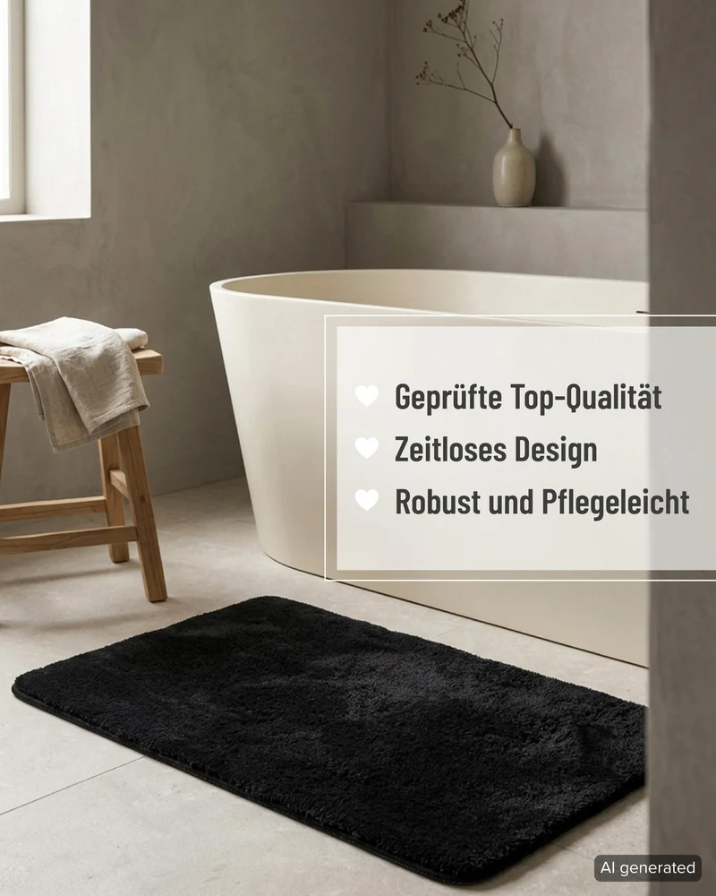 Badteppich Schwarz "Joris" WECONhome Basics