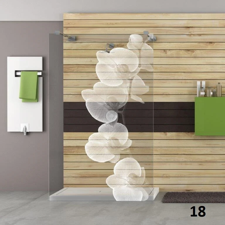 Designduschglas mit Lasergravur, über 40 Motive, ESG nach Maß
