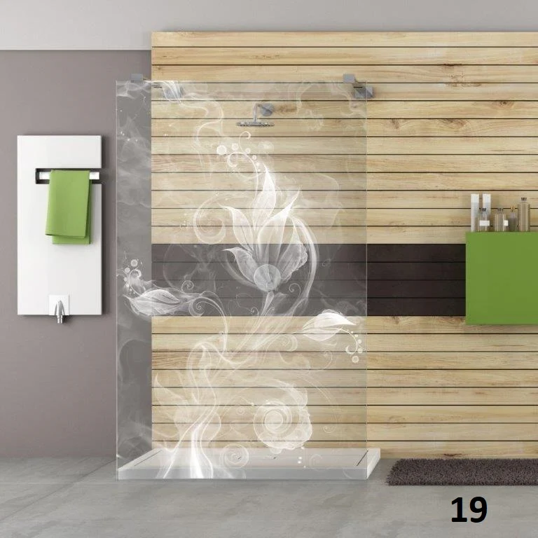 Designduschglas mit Lasergravur, über 40 Motive, ESG nach Maß