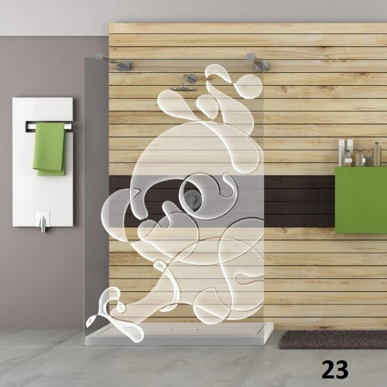 Designduschglas mit Lasergravur, über 40 Motive, ESG nach Maß