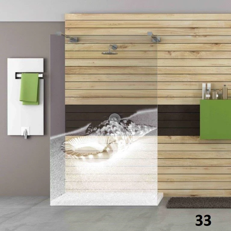 Designduschglas mit Lasergravur, über 40 Motive, ESG nach Maß