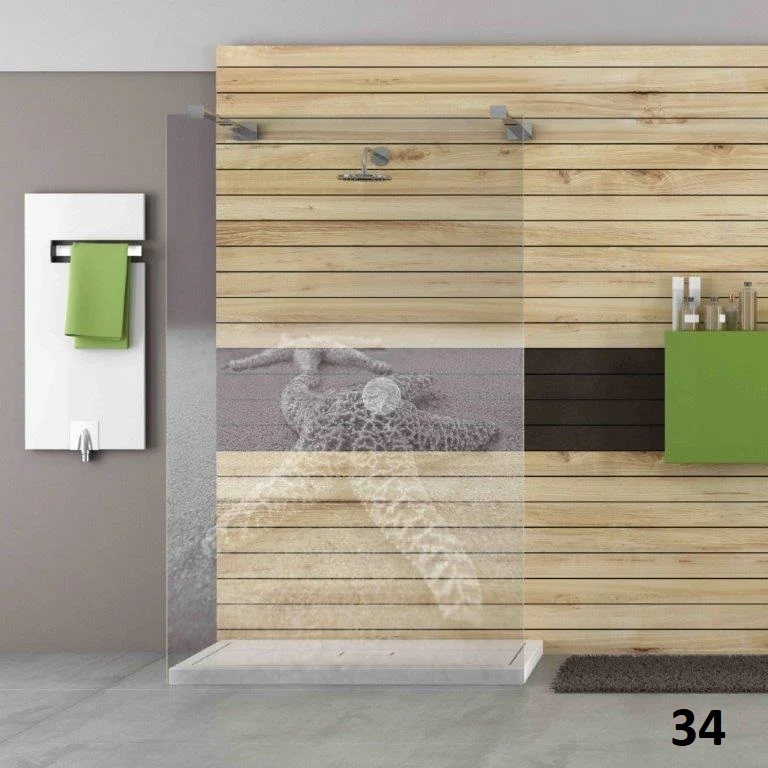 Designduschglas mit Lasergravur, über 40 Motive, ESG nach Maß