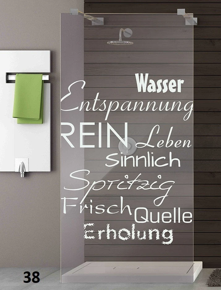 Designduschglas mit Lasergravur, über 40 Motive, ESG nach Maß
