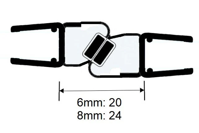 Magnetdichtungspaar – 180° fluchtend 2x 67,5°, Art.Nr. 6052 (6062)