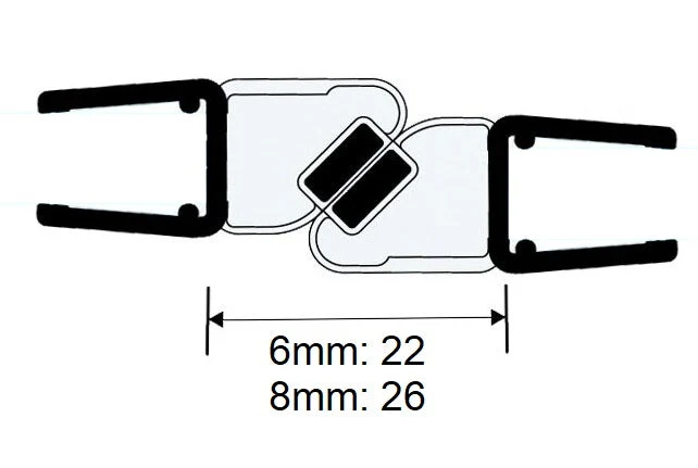 Magnetdichtungspaar – 180° fluchtend 2x 45°, 22–26 mm, Art.Nr. 6072 (6082)