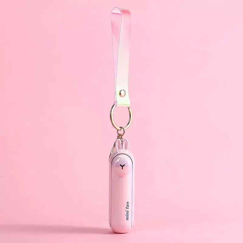 Unisex enhetsstørrelse oppladbar nøkkelring håndholdt mini-vifte med håndleddsstropp og ny art frosk charm Luvikno
