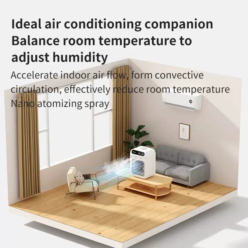 Unisex en størrelse personlig skrivebords-evaporator-mikrokjøler med øvre fylling isreservoir justerbare multi-vinkel-luftutløp hviskende stille USB-vifte Luvikno
