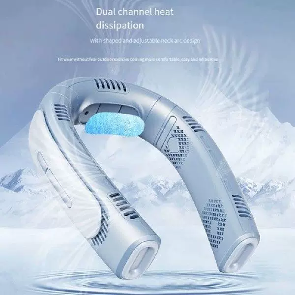 Unisex one-size portable rechargeable bladeless neck fan with adjustable airflow and silent brushless motor Luvikno