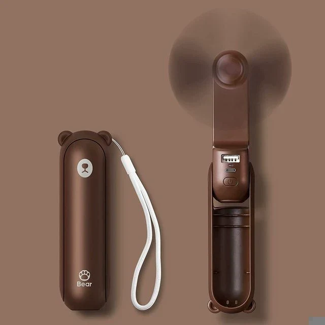 Unisex en størrelse sammenleggbar oppladbar håndvifte med innebygd powerbank og doble USB-ladeporter Luvikno