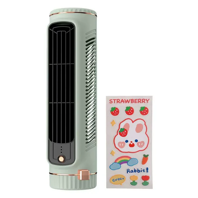 Unisex enhetsstørrelse kompakt vertikal skrivebords Breeze-turmventilator med etterfyllbart mini-reservoar, USB-lading og klistremerke-pack Luvikno