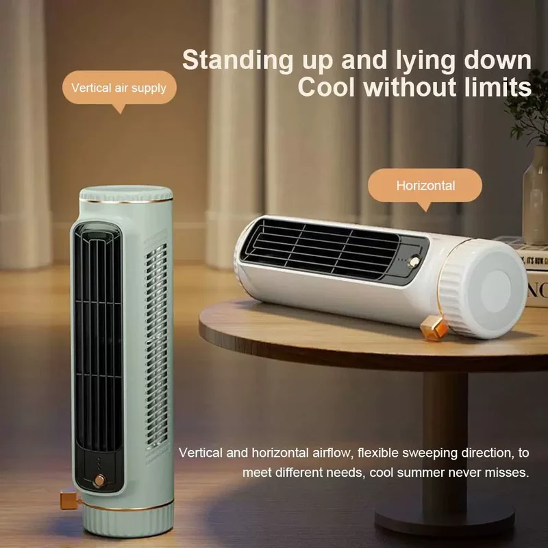 Unisex enhetsstørrelse kompakt vertikal skrivebords Breeze-turmventilator med etterfyllbart mini-reservoar, USB-lading og klistremerke-pack Luvikno