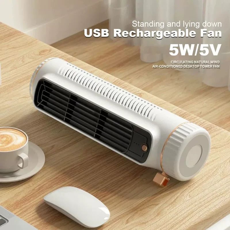 Unisex enhetsstørrelse kompakt vertikal skrivebords Breeze-turmventilator med etterfyllbart mini-reservoar, USB-lading og klistremerke-pack Luvikno