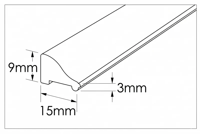 Schwallprofil – Metall Vollmaterial 15 × 9 mm, 100–240 cm, Art.Nr. S1L