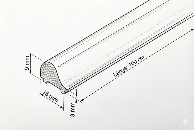 Schwallprofil – Metall Vollmaterial 15 × 9 mm, 100–240 cm, Art.Nr. S1L