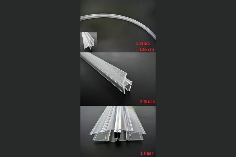 Duschtür-Dichtungs-Set für Viertelkreisdusche – gebogenes Glas, Türen außen öffnend, 6 oder 8 mm, Art.Nr. 5051601G