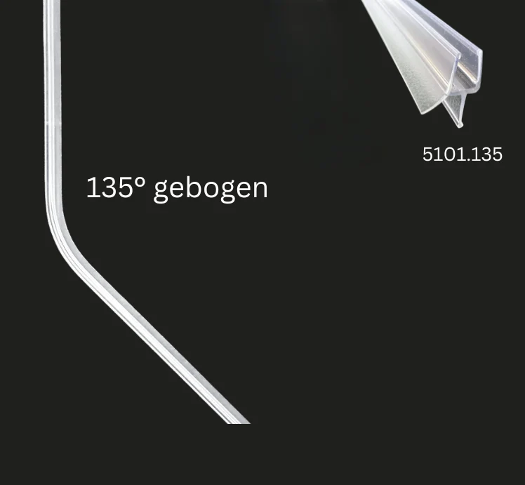 Gebogene Duschdichtung – 135° verstärkte Lippe Fünfeck, Art.Nr. 5101.135