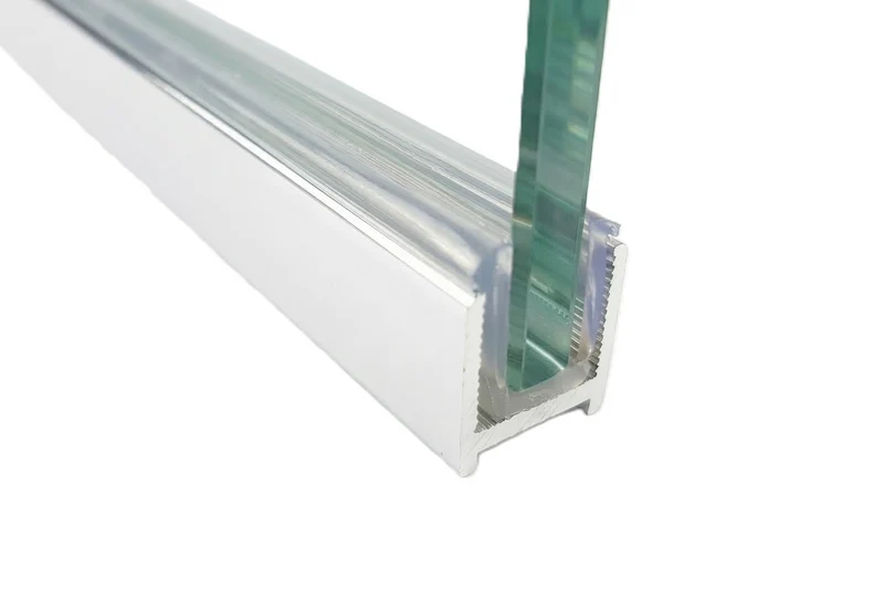 Alu U-Wandprofil DUC – silikonfreie Klemmung für 8 oder 10 mm Glas